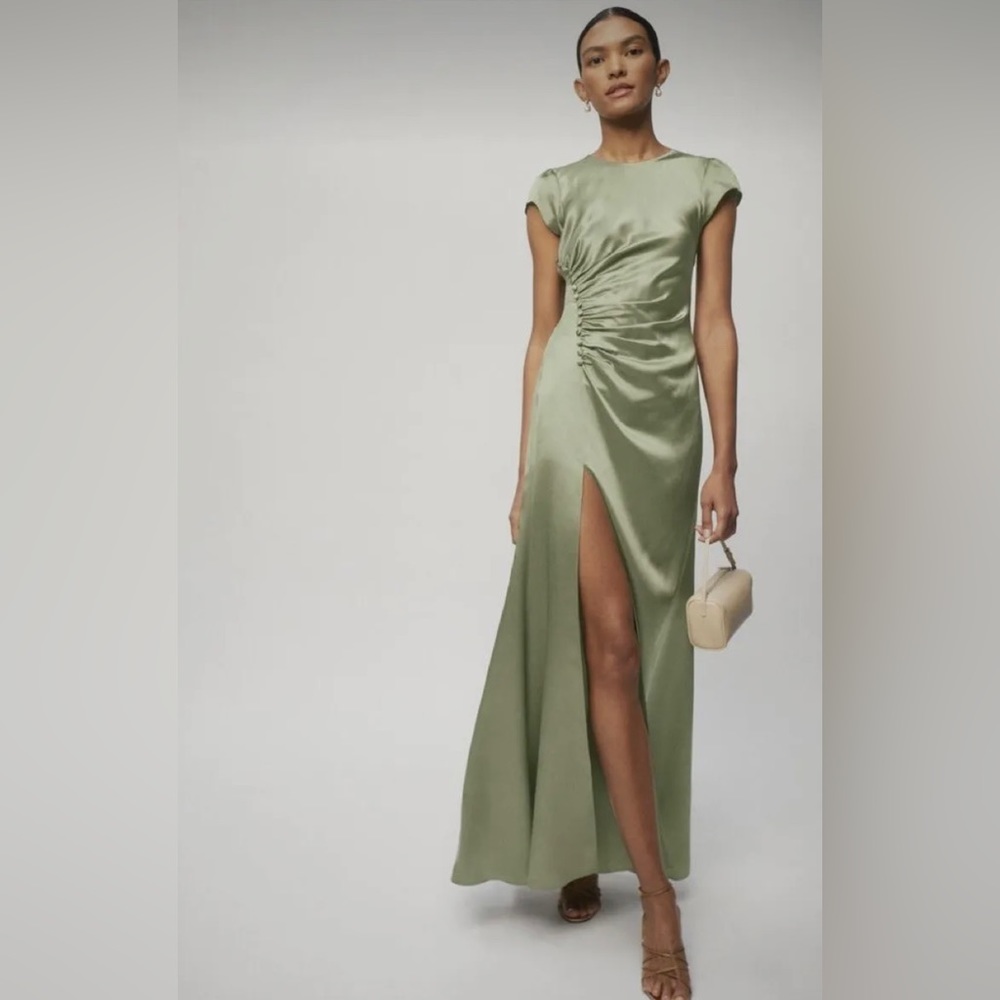 Reformation Birch Silk Dress - Green
